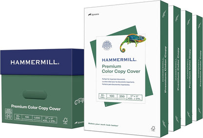 Hammermill Cardstock, Premium Color Copy, 80 lb, 17 x 11-1 Pack (250 Sheets) - 100 Bright, Made in the USA Card Stock, 120037R , White