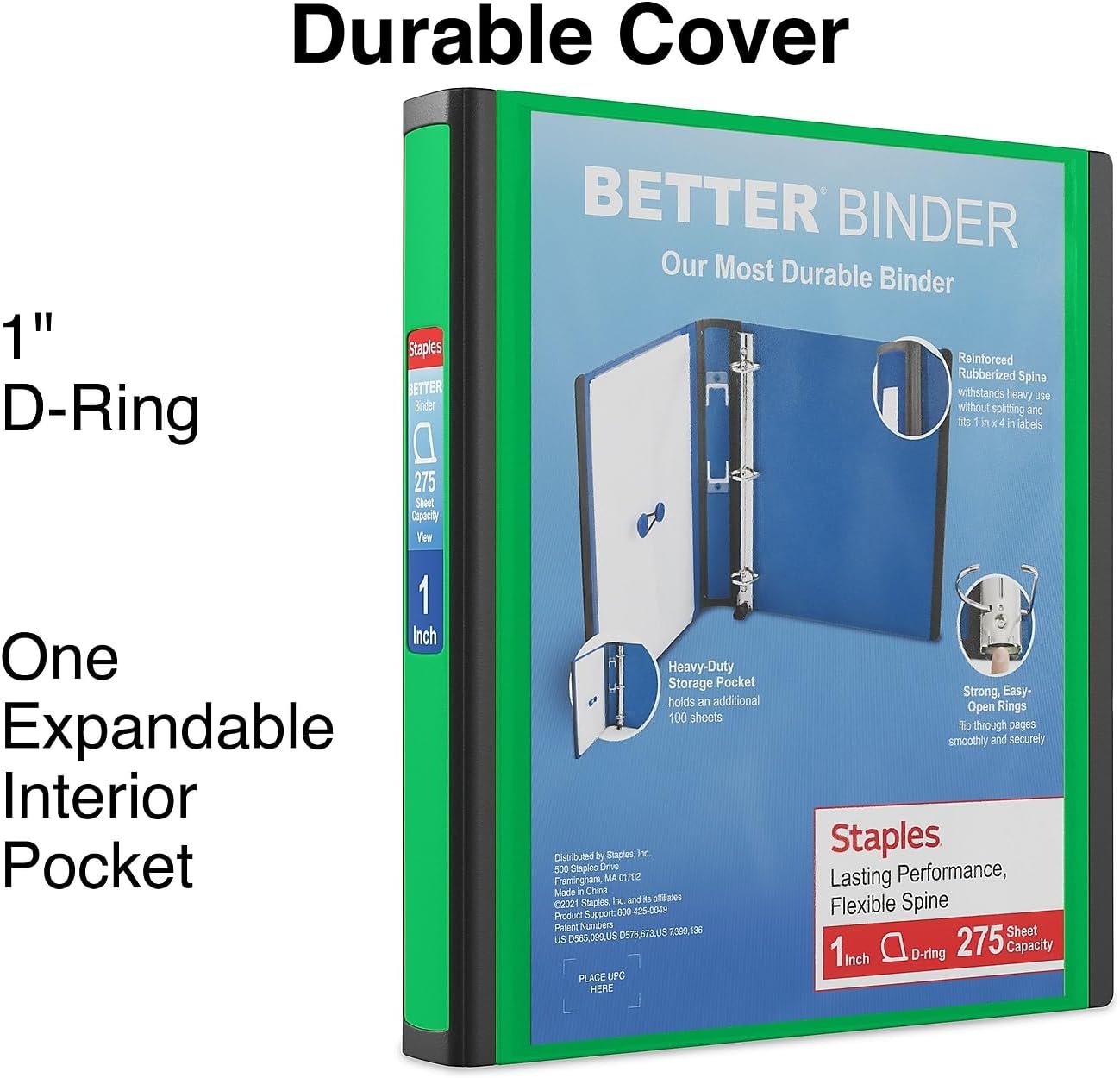 Staples Better Binder 2-Inch D-Ring View Binder, Reinforced Spine, Holds Up to 540 Sheets, Teal, for Office & School