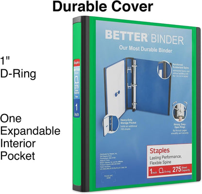 Staples Better Binder 2-Inch D-Ring View Binder, Reinforced Spine, Holds Up to 540 Sheets, Teal, for Office & School