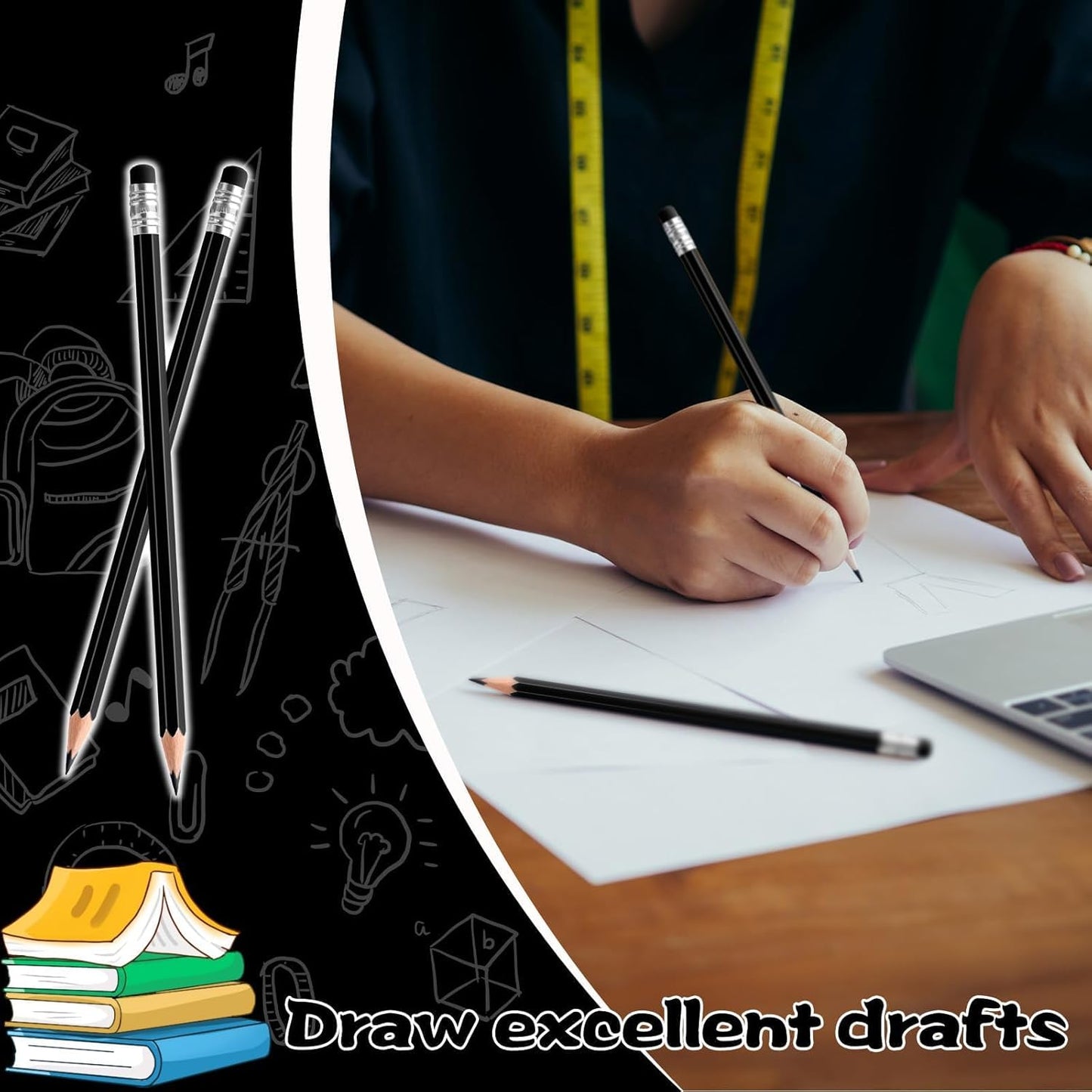 12 PCS Green Pencils with Eraser, Pre-Sharpened HB Pencils for Writing & Drawing, School Supplies for Kids Homework, Tests, Art Crafts & Teacher Grading (Green)