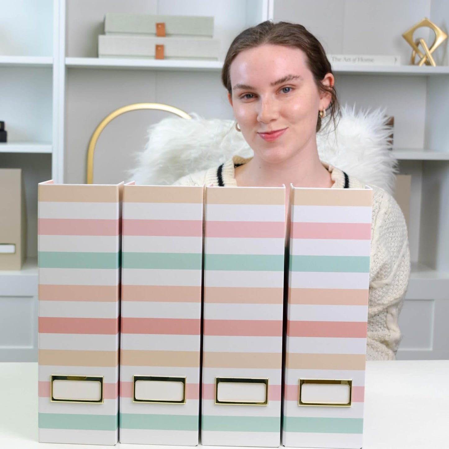 BLU MONACO | Cardboard Magazine File Holder Set of 4 | Vertical Magazine File Holder for Desk and Shelves | Standing File Holder for Classroom School Paper Storage