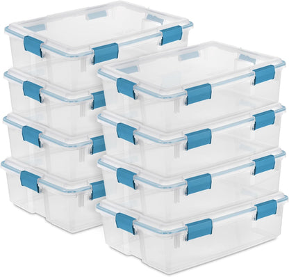Sterilite 4-Pack Gasket Box, Weather-Resistant Storage Bins with Latching Lids, 32 Quart - Heavy-Duty Organizing Containers for Closet, Bathroom, and Office