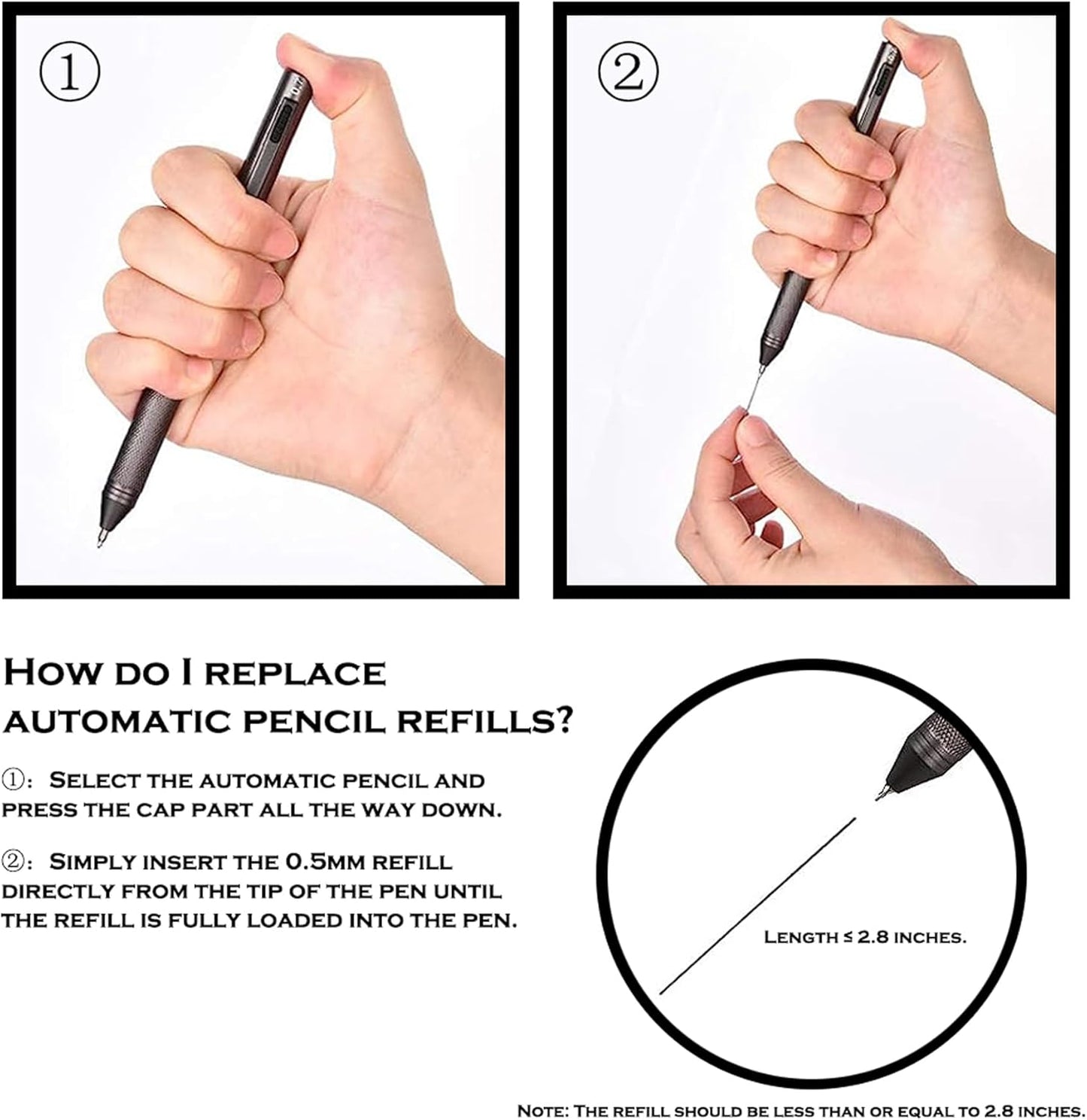 DUNBONG Ballpoint Metal D1 Refill for Multifunction Pen, Black pack of 5 pieces (Black)