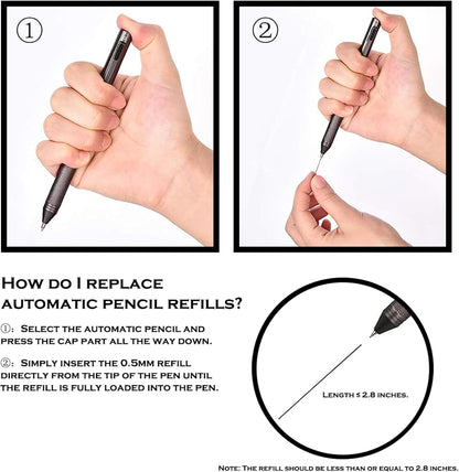 DUNBONG Ballpoint Metal D1 Refill for Multifunction Pen, Black pack of 5 pieces (Black)