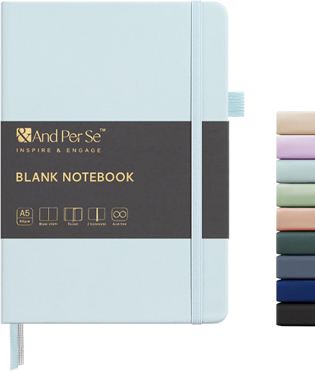&And Per Se Lined Journal Notebook, 160 Pages, A5 5.7 x 8 inches College Ruled Thick Paper Notebook Journals for Writing, Hardcover Notebooks for Women Men Office School (1 Pack, Green) - Colors B