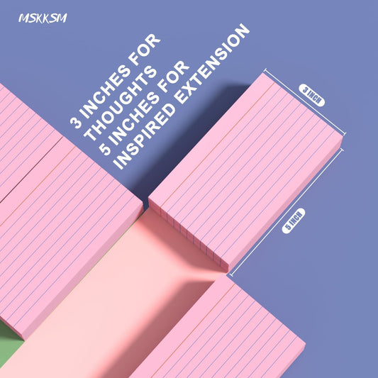 Colored Index Cards 3x5 Inch - 300 Count Flash Cards for Studing, Colored Note Cards 3x5 Cards Neon 3 by 5 Index Cards Ruled Colorful Notecards 3 x 5 Lined Neon Flashcards 6 Colors (50 Count Each)