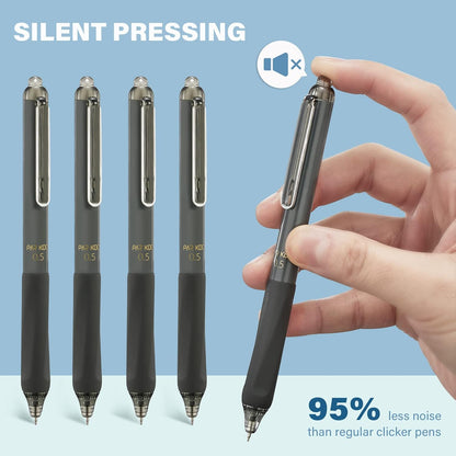 ParKoo Gel Pens Quick Dry Ink Fine Point 0.5mm, Retractable Rolling Ball 6 Black/6 Blue Ink Pen, Click Silent Pens Set for Journaling Notetaking Drawing Sketching Smooth Writing Non Bleed 12pcs