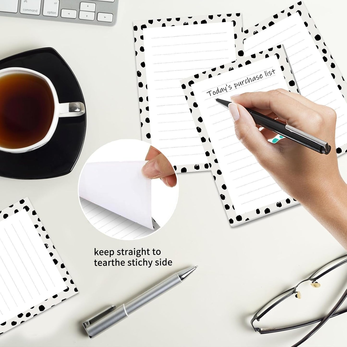 2 Pack Sticky Notes 4x6 in, Funny Large Notepads with Lines, Cute Self-Stick Memo Note Pads for Office, Home, Meeting Luxury Boho Flowers