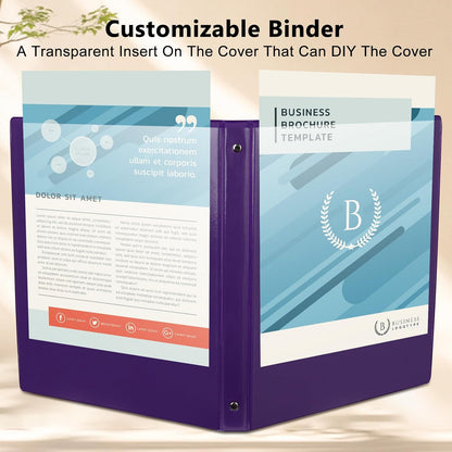 CIXILDTS 1-Inch Round Ring Binders, Standard 3 Ring Binder Fit Letter Size Paper, Presentation View Binders, 6 Packs, Assorted