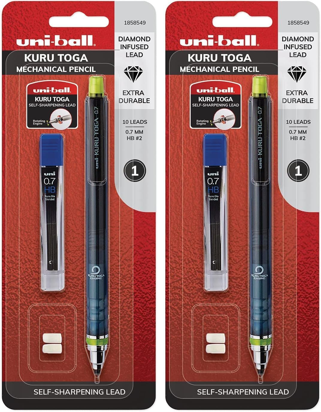 uniball Kuru Toga Mechanical Pencil Starter Kit, 0.7mm HB#2, 1 Pack