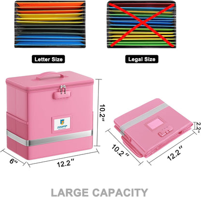Fireproof File Box with Lock, Document Box Storage Organizer, Suitable for Hanging File Folders in Letter Size, Collapsible File Box, Reflective Strip for Fast Find (12.2"*6"*10.2, Black)