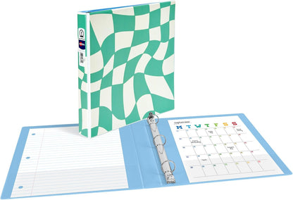 Avery 3 Ring Binder, 1 Inch Round Rings, Retro Collection, Groovy Checks (26803)