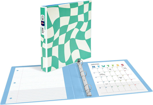 Avery 3 Ring Binder, 1 Inch Round Rings, Retro Collection, Groovy Checks (26803)