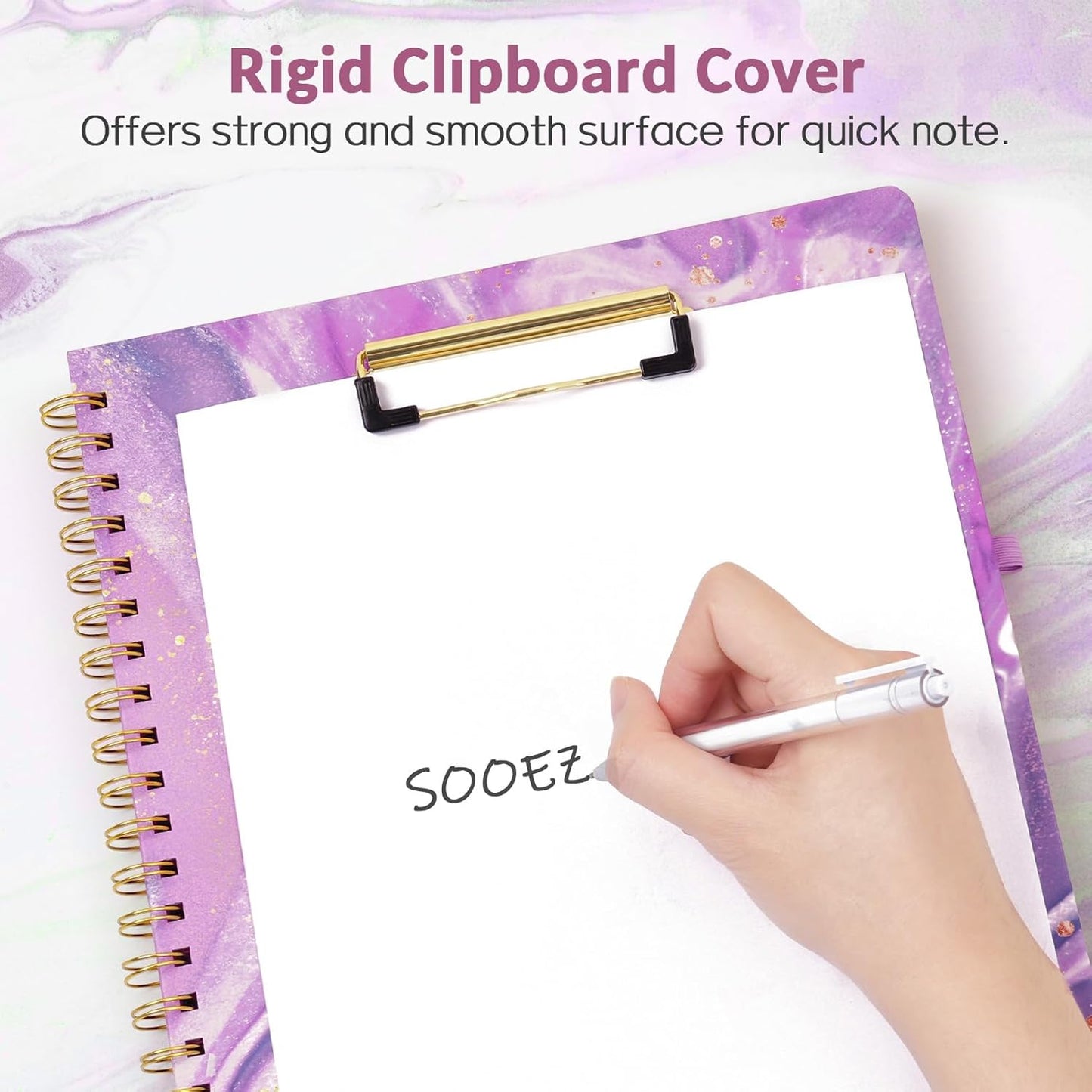 Sooez Clipboard with Refillable Notepad, Clipboard Folder with 10 Storage Pockets for Letter Size, Spiral Clipboard Notebook, Cute Portfolio for School Office Nursing