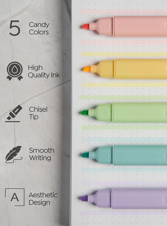 BLIEVE- Aesthetic Bible Highlighters No Bleed Through, Chisel Tip, Mild Assorted Colors, Cute Highlighters For Journaling Notes, Long Lasting (VINTAGE)