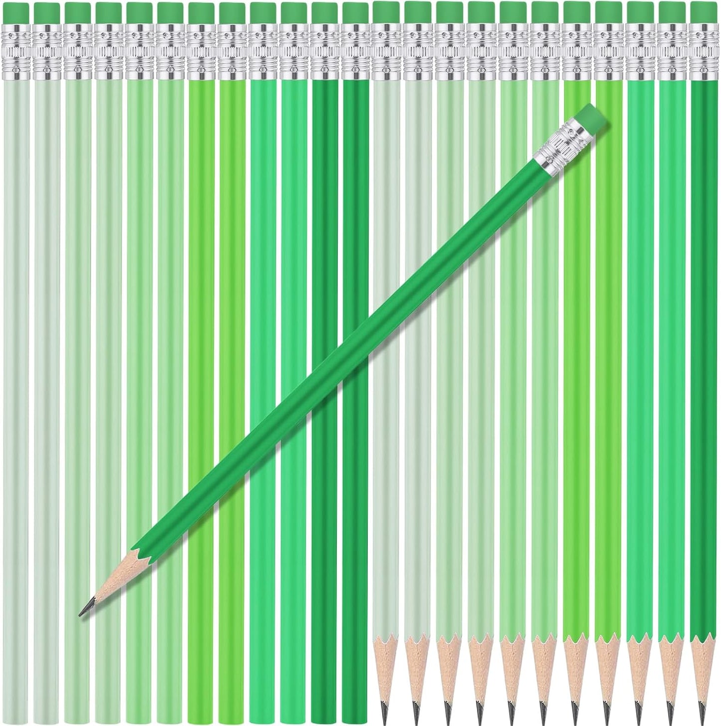24 Pcs Round Pencils with Eraser 2 HB Cute Pencils Bulk for School Graphite Wood Color Unsharpened Pencil for Drawing Sketching Wedding School Teacher Supplies Student Reward