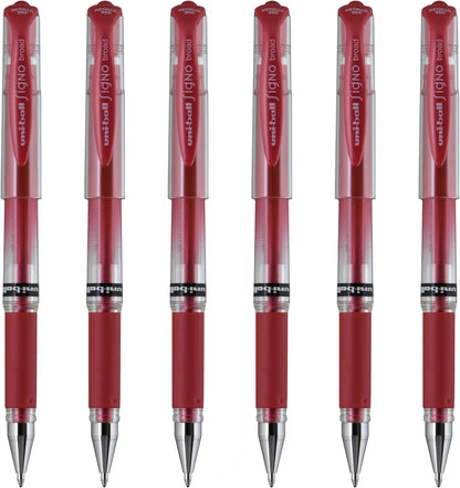 uniball Signo Gel Impact Pens, Bold Point (1.0mm), Metallic Pink Ink, 6 Pens