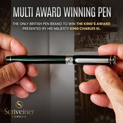 Scriveiner Midnight Blue Rollerball Pen - Stunning Blue Lacquer Luxury Pen, Chrome Finish, Schmidt Ink Refills, Men & Women, Professional, Executive Office, Nice Pen