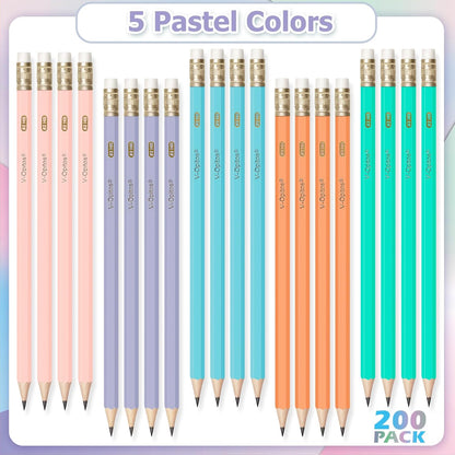 V-Opitos Wood-Cased #2 HB Pencils, 48 Pack Pre-Sharpened Pencils with Top Erasers, Bulk Pastel Color Pencils for School Teacher Supplies, Writing, Drawing and Sketching