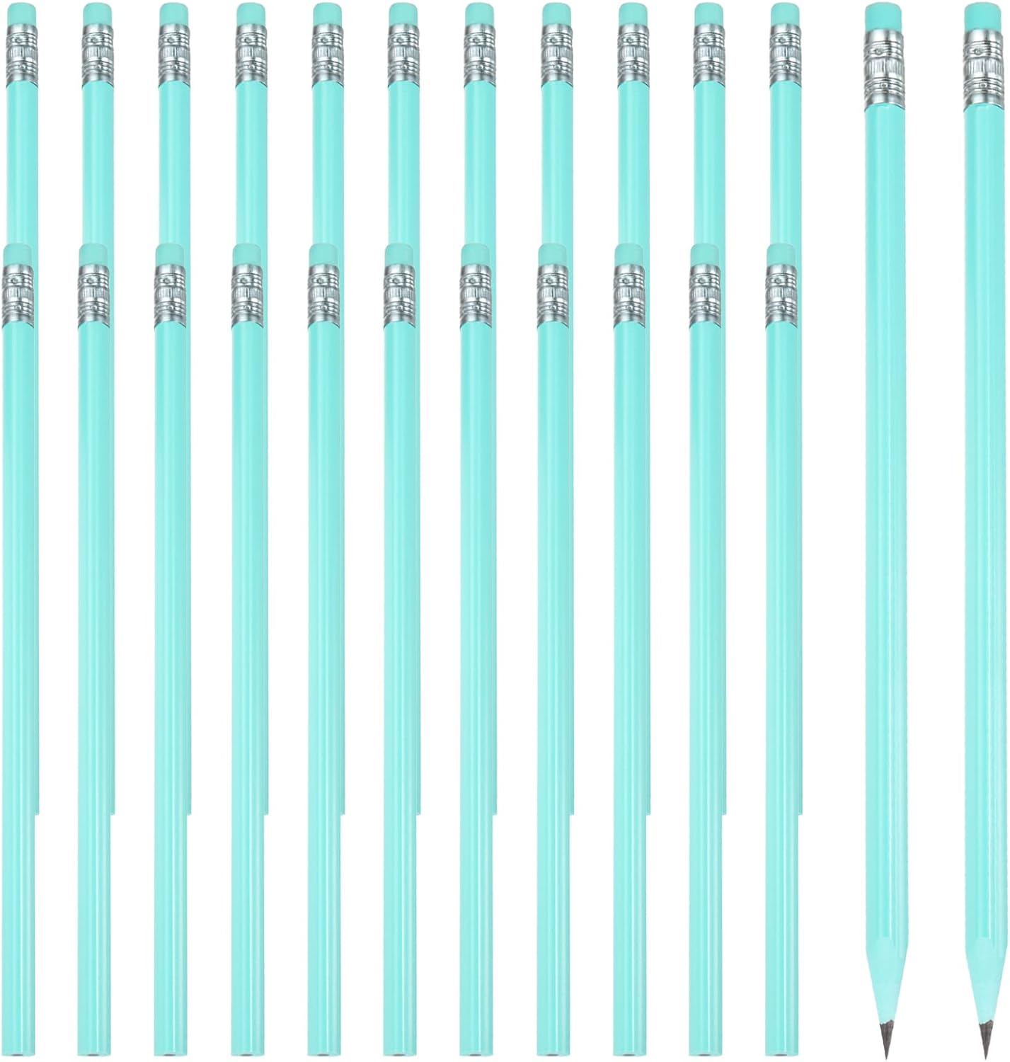 PATIKIL Round Pencils, 24 Pcs Triangle HB Graphite Pencil Wooden Pencils with Eraser for Classroom Office Writing Drawing Supplies, White
