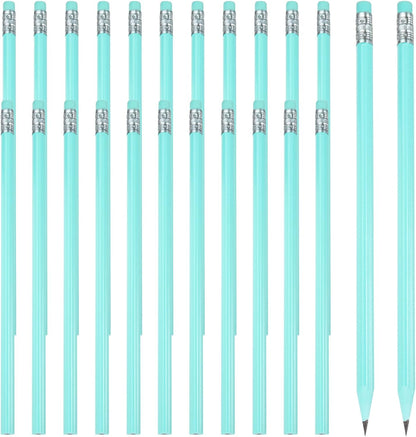 PATIKIL Round Pencils, 24 Pcs Triangle HB Graphite Pencil Wooden Pencils with Eraser for Classroom Office Writing Drawing Supplies, White