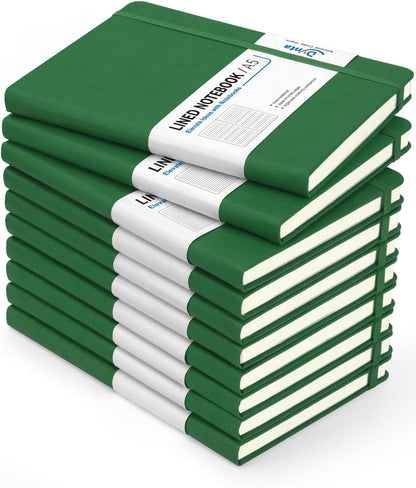 Dynta Hardcover Journal Notebooks, 10 Packs A5 Lined Journals Bulk for Writing 200 Pages/100Sheets, 8.4 x 5.8 inch, 10 Colors Classic Ruled Notebook for Work/Travel/College/Note Taking