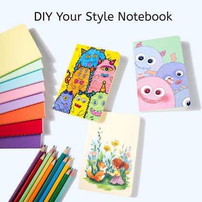 Oucaru 48PCS Pocket Notebook, 3.5" x 5.5", 8 Color, 52 Pages Blank Notebook Mini Notebook Journal, Small Notebook Memo Notepad for Students, Traveler, School Supplies