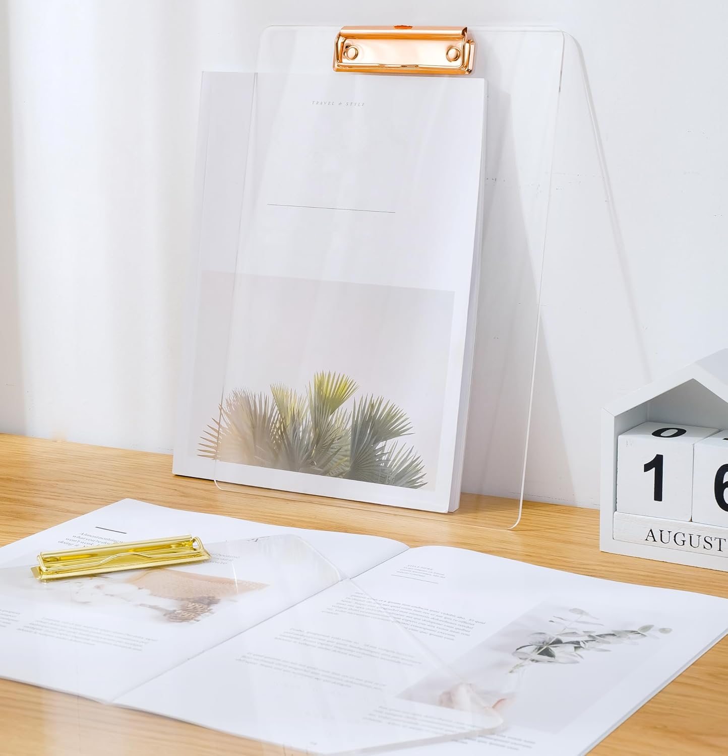 JIARI 2 Pack Clear Acrylic Office Clipboard A4 Letter Size 8.6" x 12.2" (Gold)