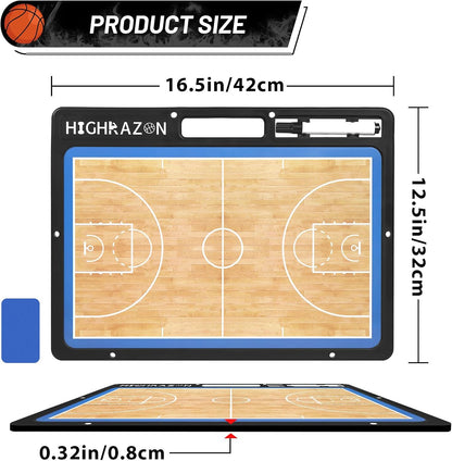 Dry Erase Basketball Clipboard for Coach, Premium Tactical Basketball Coaching Board, Double Sides Full & Half Court Dry Erase Board with Marker