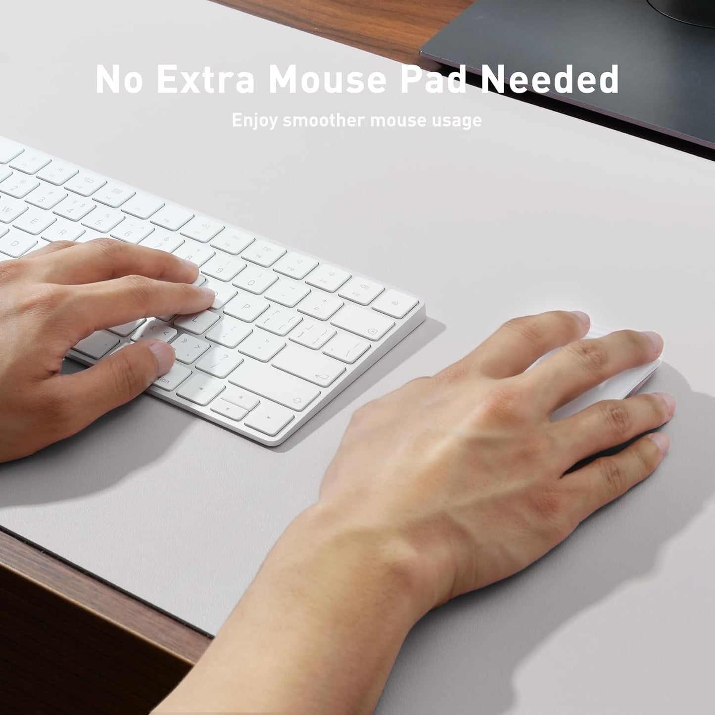 Aothia Non-Slip Waterproof PU Leather Desk Pad Protector for Mouse, Writing Desk, Office, Home, Laptop Blotter, 23.6" x 13.7", Black - Colors B