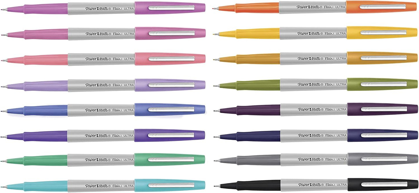 Paper Mate Flair Felt Tip Pens, Ultra Fine Point, Limited Edition Candy Pop Pack, Box of 16