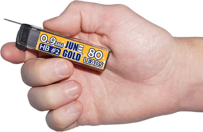 June Gold 960 Pieces, 0.9 mm HB #2 Lead Refills, 12 Dispensers, 80 Pieces Per Dispenser, Bold Thickness, Break Resistant Lead/Graphite