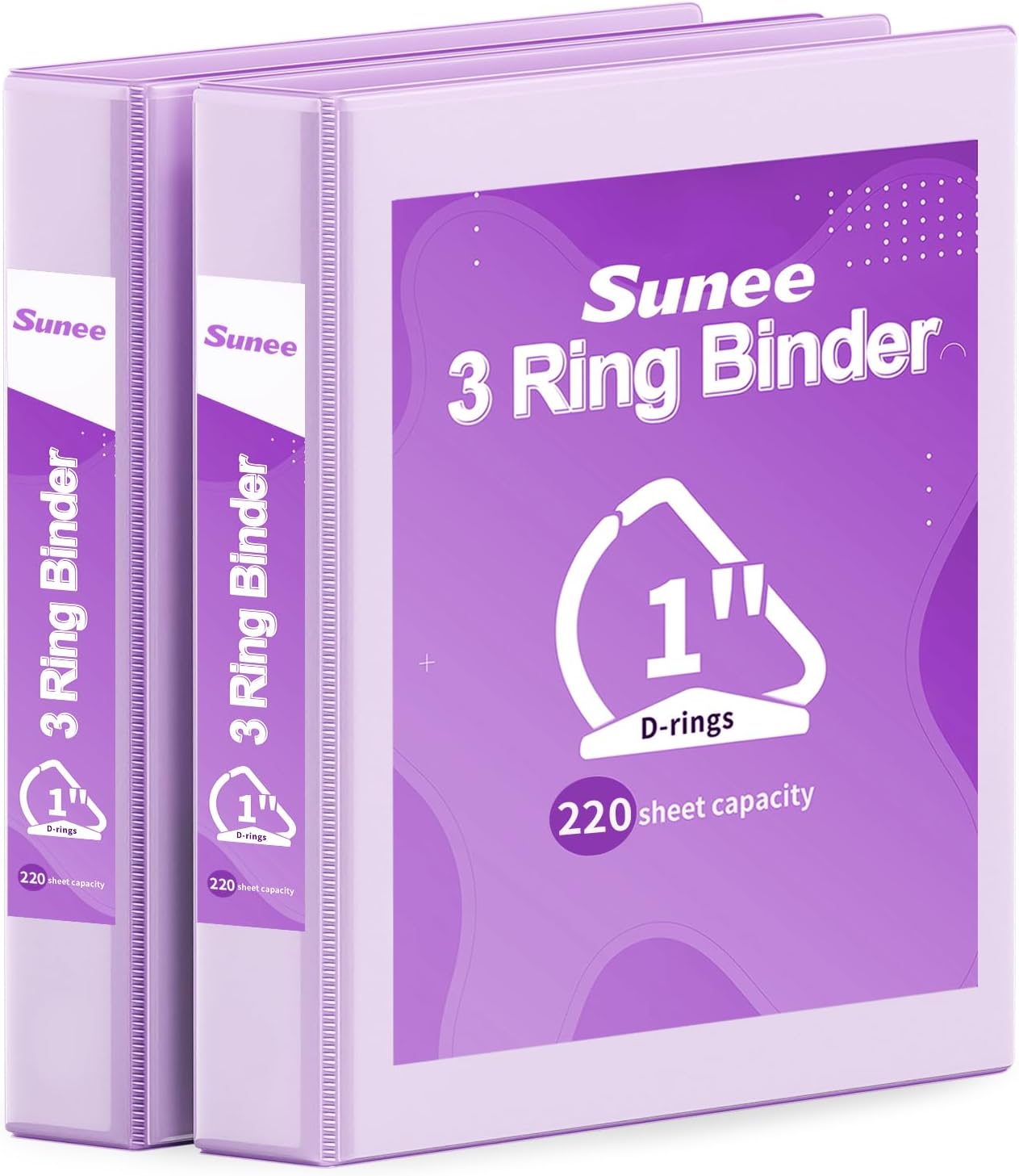 SUNEE 3 Ring Binder 2 Inch, Clear View Binder Three Ring PVC-Free (Fit 8.5x11 Inches) for School or Office Supplies, Light Purple, 1 Pack