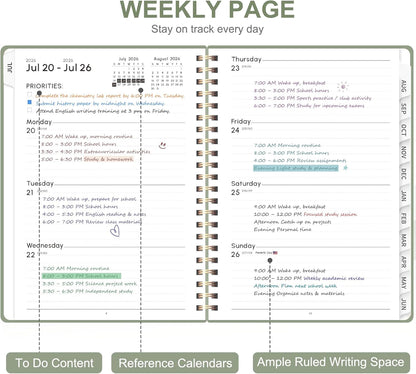 Planner 2026-2027, Weekly and Monthly Academic Year Calendar Planner, July 2026 - June 2027, Daily Agenda Book for Office School Supplies, A5(6.3'' x 8.5'')