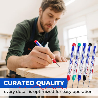 10 PCS Long Head Deep Hole Marker Pens, 20 MM Long Nib Marker for Metal, Multi-purpose Deep Reach Markers Quick Dry Waterproof Marking Pens Construction Markers with Long Nose