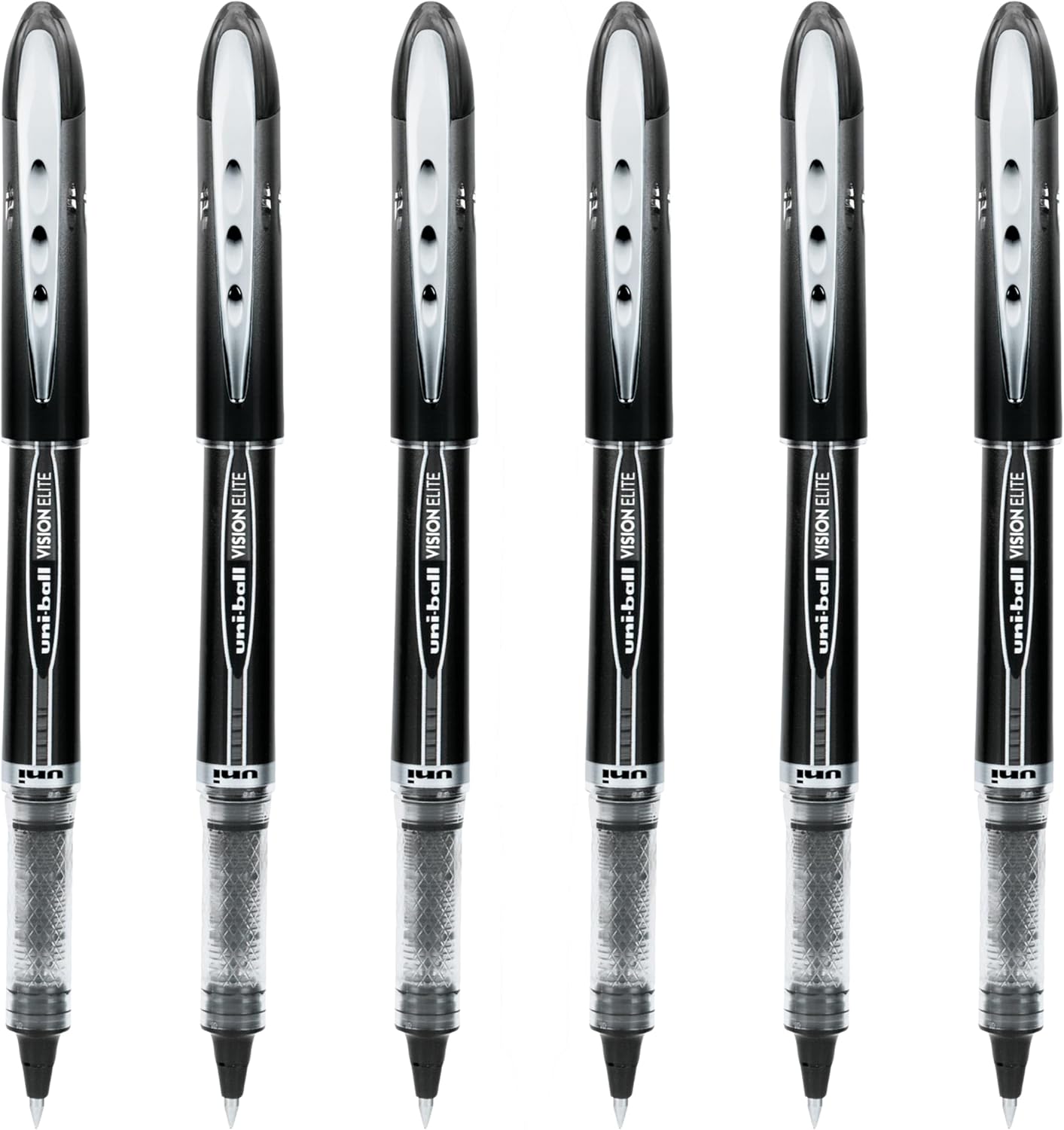 uniball Vision Elite Rollerball Pen, Micro Point (0.5mm), Blue Ink, 6 Pens