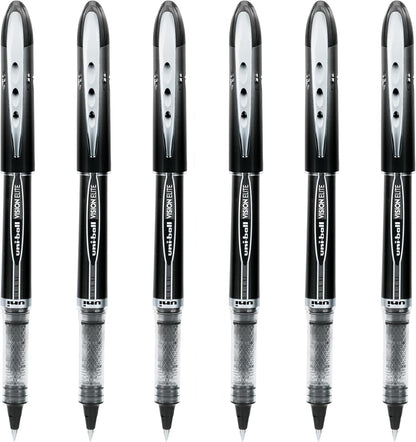 uniball Vision Elite Rollerball Pen, Micro Point (0.5mm), Blue Ink, 6 Pens