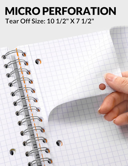 SUNEE Spiral Notebooks for Work with Removable Dividers & Tabs – College Ruled 5 Subject, 300 Pages, 3 Hole Punched, Durable PP Cover, 8"x10.5" – Notebooks for Office or School, Black