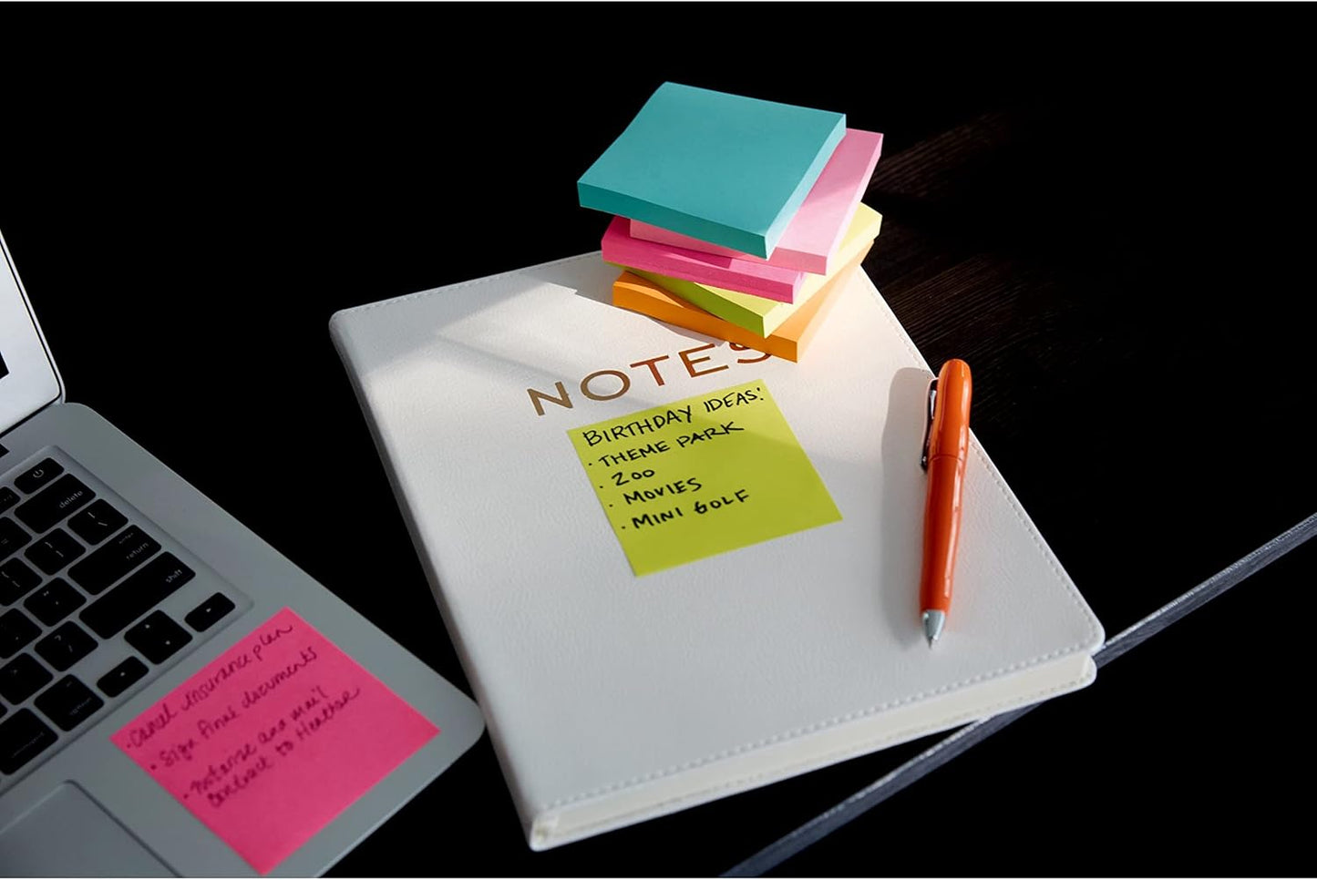 Post-it Super Sticky Notes, 3 Sticky Note Pads, 3 x 3 in., School Supplies, Office Products, Sticky Notes for Vertical Surfaces, Monitors, Walls and Windows, Supernova Neons Collection