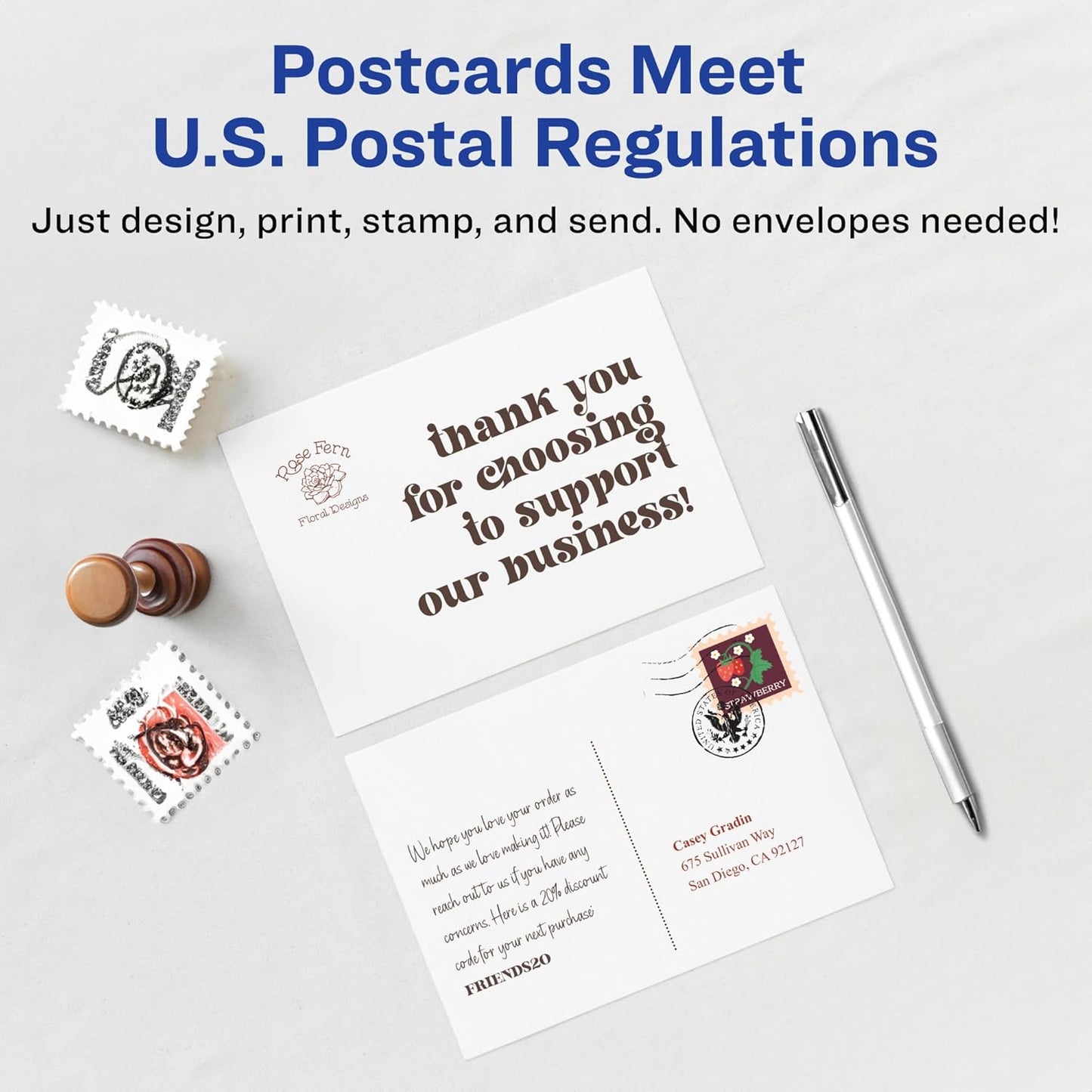 Avery Printable Postcards with Sure Feed Technology, 4" x 6", Matte White, 100 Blank Postcards for Inkjet Printers (8386)