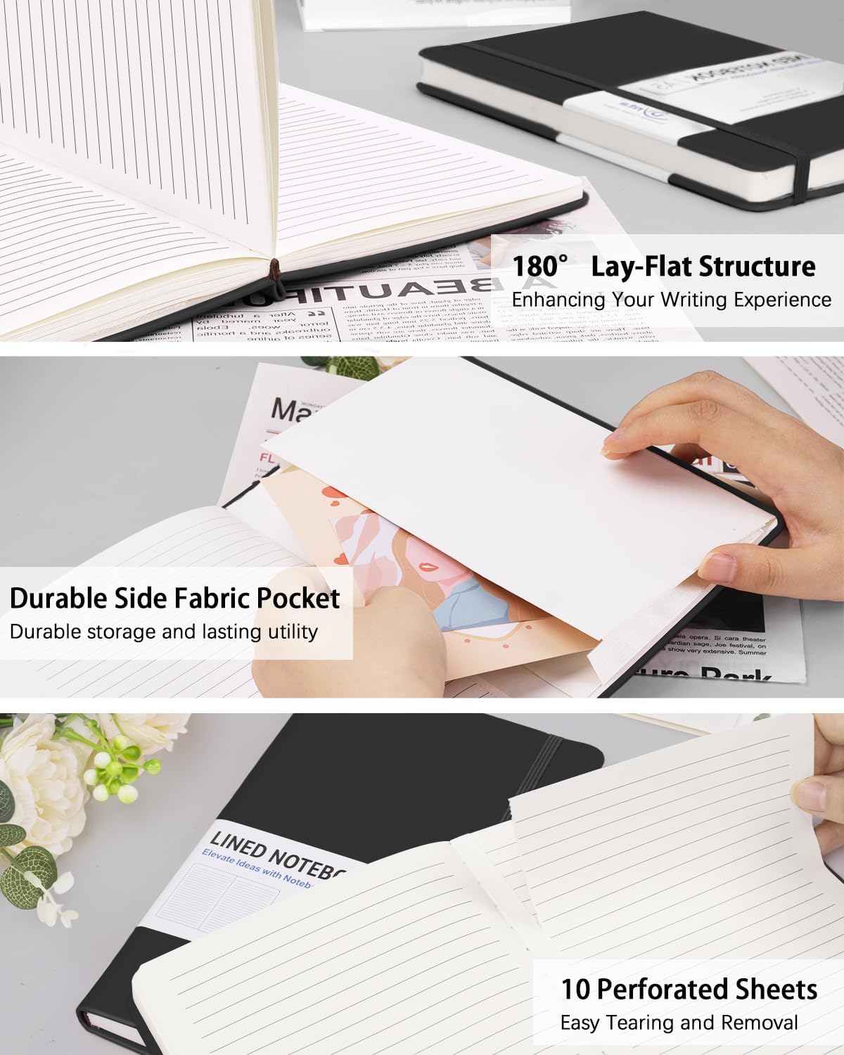Dynta Hardcover Journal Notebooks, 10 Packs A5 Lined Journals Bulk for Writing 200 Pages/100Sheets, 8.4 x 5.8 inch, 10 Colors Classic Ruled Notebook for Work/Travel/College/Note Taking