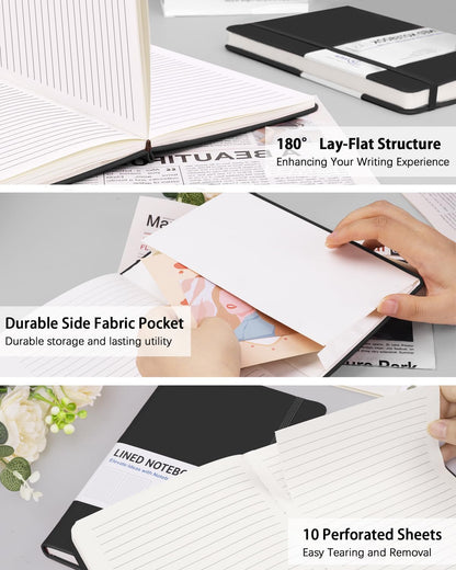 Dynta Hardcover Journal Notebooks, 10 Packs A5 Lined Journals Bulk for Writing 200 Pages/100Sheets, 8.4 x 5.8 inch, 10 Colors Classic Ruled Notebook for Work/Travel/College/Note Taking