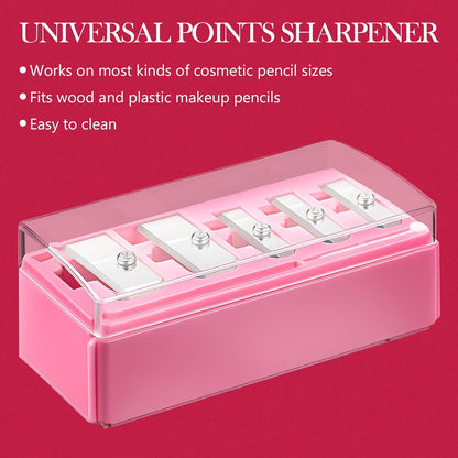 Honoson 2 Pcs 5 Hole Cosmetic Long Point Manual Pencil Sharpener with Plastic Lid Makeup Eyeliner Pencil Sharpener(Black)