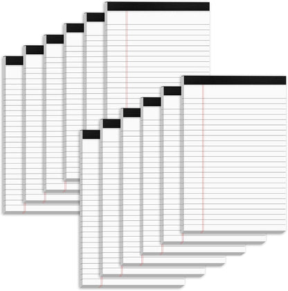 Nichela 5" x 8" Note Pads 12 Pack of Legal Pads 30 Sheets Notepad College Ruled Small Writing Pads Perforated Pages Paper Pads 80GSM Heavyweight Paper Note Pads for Home, Office, or School