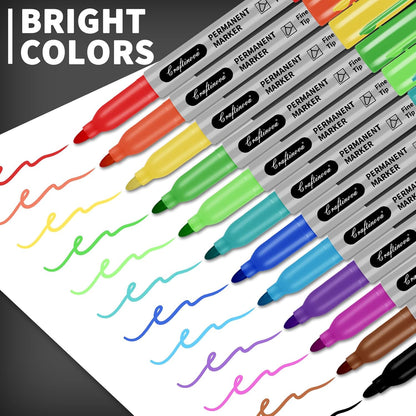 Black Ultra Fine Point Permanent Markers, Extra Fine Tip, Quick Drying and Waterproof, Fade Resistant Perfect on Paper, Glass, Metal, Plastic, Wood, Office & School Use, 12 Pack
