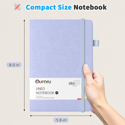 Oucaru Lined Journal Notebook, 8 Pack, 180 Pages, A5 Journals for Writing, 100 GSM Thick Paper, Small Notebooks Daily Journal for Women Men Work, Business, School, Travel Supplies