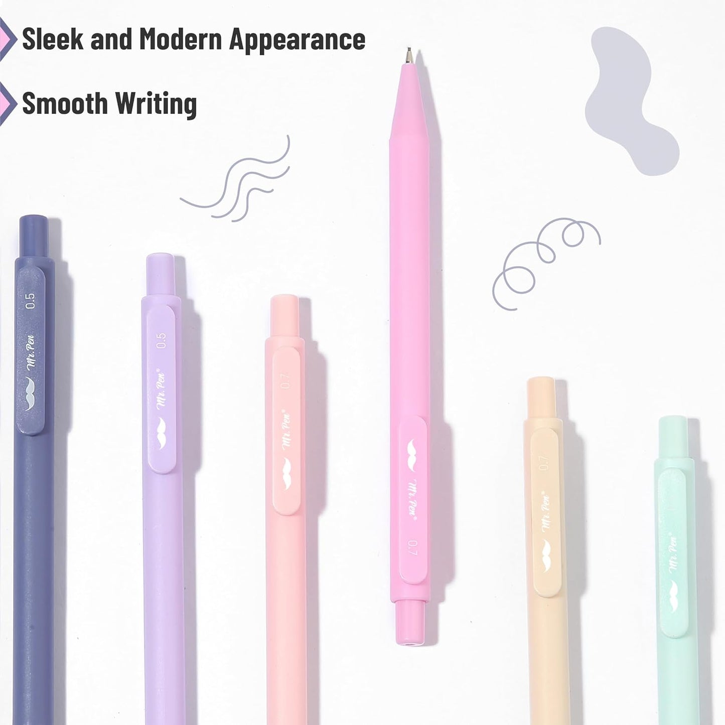 Mr. Pen- Pastel Mechanical Pencil Set with Lead Refills & Erasers, 6 Pack, 2 Sizes, 0.5 & 0.7mm, 6x Tubes HB Lead Refill, 3x Erasers for School Supplies, Note Taking, Drawing, Sketching, Office