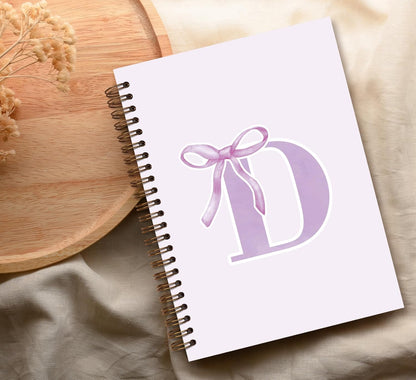 Blue Bow Journal Notebook for Girls,Initial H Journals Personalized Diary Gifts for Teen Girl Kids,Monogrammed Gifts for Women,Trendy Coquette Cute Hardcover Spiral Notebook 5.5 x 8.3 - Colors B
