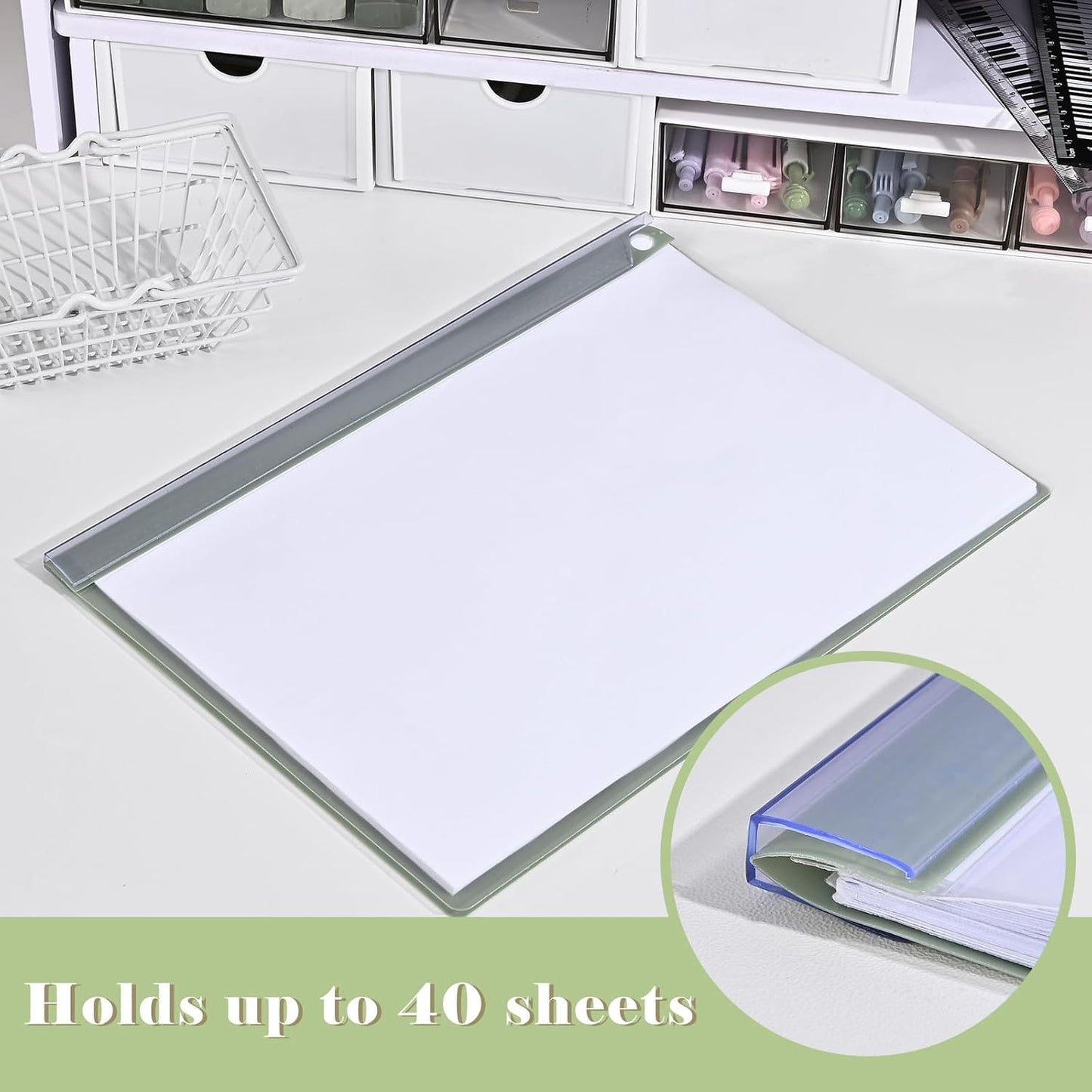 BAYTORY 5Pcs Clear Report Covers with Swing Clip, Plastic Folders for A4 and Letter Size Paper, Clear Front Presentation Binder for School Business, 40 Sheets Capacity/Pack (Blue)