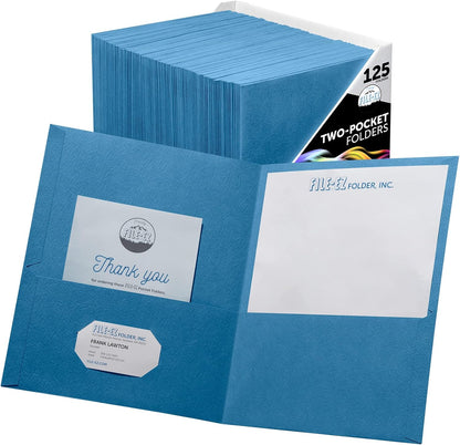 FILE-EZ Two-Pocket Folders, Navy Dark Blue, 25-Pack, Textured Paper, Letter Size (EZ-32523)